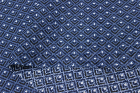 Бязь "Геометрия - уголки" цв.джинсовый, ш.1.5м, хлопок-100%, 120гр/м.кв