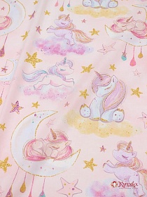 Перкаль "Звездные единорожки на розовом", ш.1.5м, хлопок-100%, 105гр/м.кв