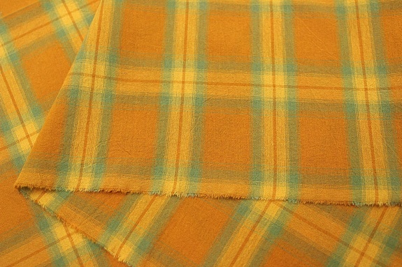 Вареный (стираный) хлопок "Клетка" цв.охра, ш.2.5м, хлопок-100%, 115гр/м.кв