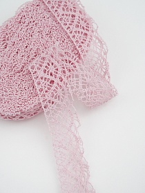 Кружево цв.нежно-розовый, ш.30мм, хлопок-90%, п/э-10%, 10м