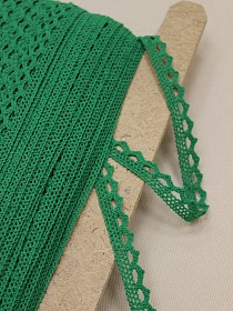 Кружево цв.изумрудно-зеленый-2, ш.10мм, хлопок-90%, п/э-10%, рис.075/31