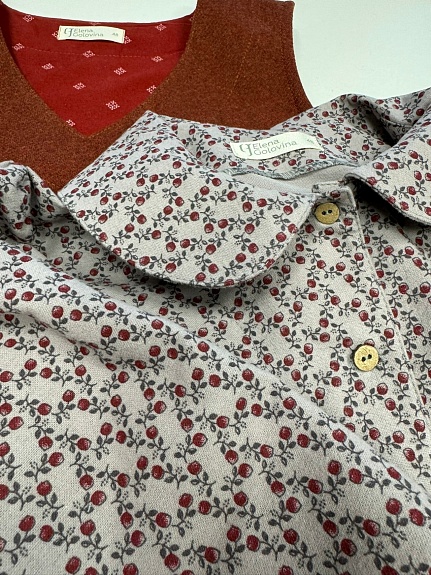 Рубашка из теплого хлопка "Винтажная брусничка" и сарафан и шерстяной ткани