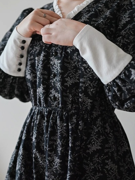 Платье из Теплого хлопка "Осенние травы" цв.черный