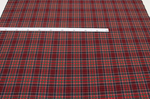 Фуле "Клетка" цв.бордовый/красный, ш.1.45м, хлопок-100%, 130гр/м.кв