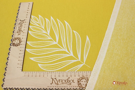 Мерный лоскут (ткань в отрезах) - Поплин "Палермо" цв.желтый с оливковым оттенком, ш.2.2м