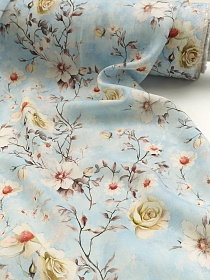 Штапель "Весеннее обновление" цв.голубой, ш.1.45м, вискоза-100%, 95гр/м.кв