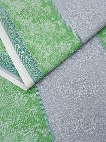 Холст полотенечный жаккард "Букет ромашек" цв.зеленая листва, ш.0.5м, лен-30%, хл-70%, 210гр/кв.м