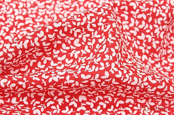 Вискоза с хлопком "Ветерок на красном", ш.1.46м, хлопок-70%, вискоза-30%, 90гр/м.кв