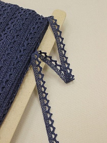 Кружево цв.темный джинс, ш.10мм, хлопок-90%, п/э-10%, рис.075/22