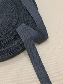 Лента саржевая цв.антрацитово-серый, ш.20мм, хлопок-100%