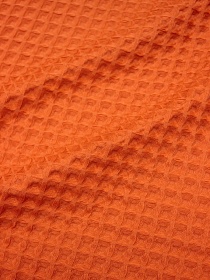 Вафельное премиум-полотно "Бохо" цв.кораллово-оранжевый, ш.1.72м, хлопок-100%, 240гр/м.кв
