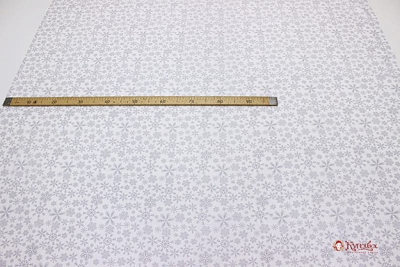 Поплин "Серые снежинки на белом", СОРТ2, ш.1.5м, хлопок-100%,115гр/м.кв