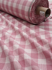 Вареный (стираный) хлопок "Клетка" цв.темная роза, ш.2.5м, хлопок-100%, 125гр/м.кв