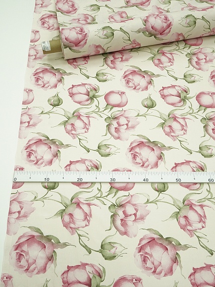 Бязь "Роскошные бутоны"(крупные цветы), (комп), ш.2.2м, хлопок-100%, 140гр/м.кв