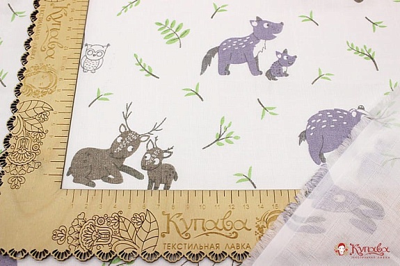 Муслин двухслойный "Лесная семейка", ш.1.35м, хлопок-100%, 100гр/м.кв