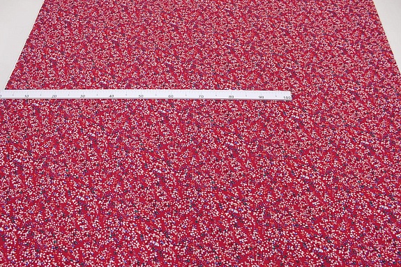 Штапель "Цветущие сады на малиновом", ш.1.44м, вискоза-100%, 90гр/м.кв