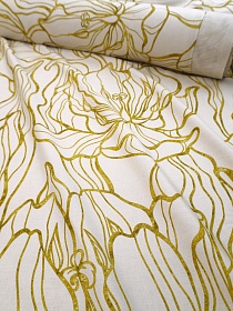 Брак(уценка) Полульняной сатин "Графика - тюльпаны", ш.2.2 м, лен-22%, хлопок-78%, 190гр/м.кв