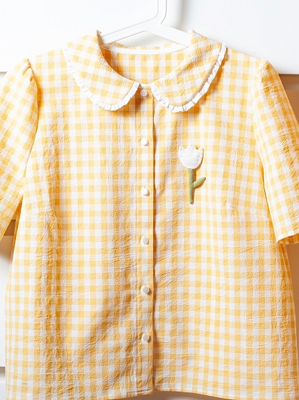 Рубашка из вареного хлопка в желтом цвете