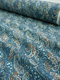Импорт. хлопок "Пейсли микс" цв.петроль, ш.1.5м, хлопок-100%, 100гр/м.кв