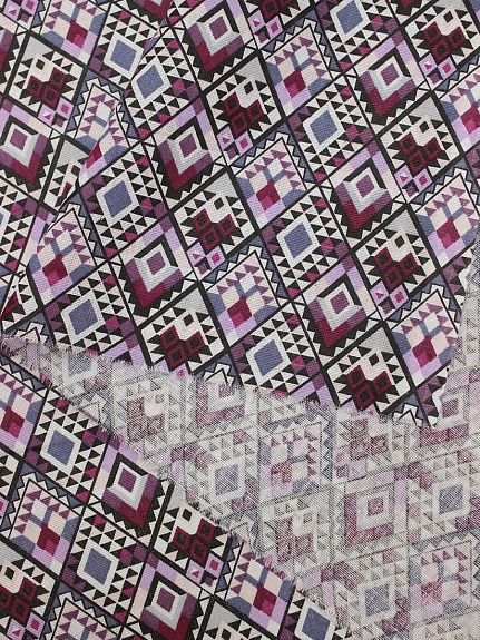 Бязь "Этно - мозаика" цв.сливовый, ш.1.5м, хлопок-100%, 120гр/м.кв