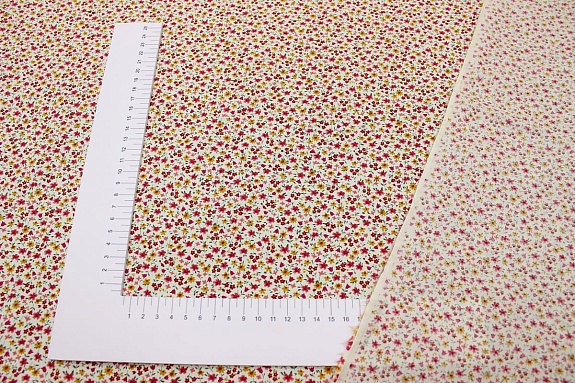 Импорт. хлопок "Цветочные огоньки", цв.малиновый, ш.1.46м, хлопок-100%, 100гр/м.кв