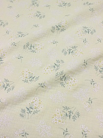 Муслин двухслойный с эф.жатости "Веточки ромашки" цв.шампань, СОРТ2, ш.1.32м, хл-100%, 120гр/м.кв