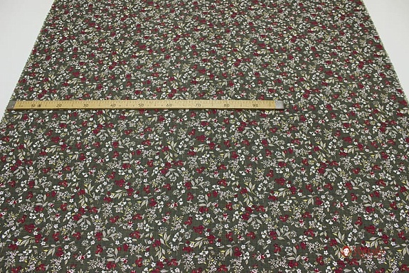 Батистовая вуаль "Аромат цветов" цв.коричневый хаки, ш.1.46м, хл-70%, вискоза-30%, 80гр/м.кв