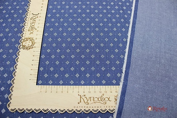 Джинсовая ткань "Звездочки-снежинки на джинсе", ш.1.49м, хл-85%,п/э-15%, 140гр/м.кв