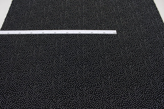 Штапель "Россыпь белого гороха (3мм)" цв.черный, ш.1.43м, вискоза-100%, 90гр/м.кв 