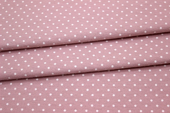 Теплый хлопок "Белый горох (2мм)" цв.пыльный розово-сиреневый, ш.1.5м, хлопок-100%, 150гр/м.кв