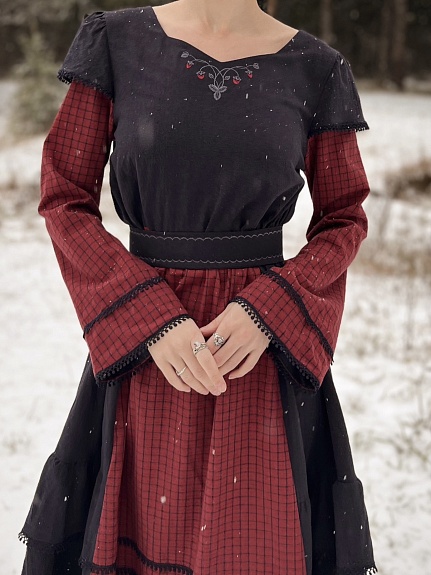 Платье из Пестряди "Чернильная клетка"