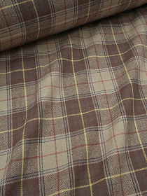 Фуле "Клетка" цв.бежево-кофейный/коричневый, ш.1.45м, хлопок-100%, 160гр/м.кв