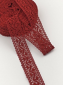 Кружево цв.бордово-красный, ш.27мм, хлопок-90%, п/э-10%, 10м, рис.101/17