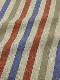 Холст-дорожка "Полоски красно-синие" цв.натуральный, ш.0.5м, лен-100%, 300гр/м.кв