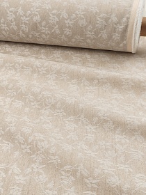 Полульняной жаккард "Жасминовая лоза" цв.суровый, ш.1.55м, лен-28%, п/э-72%, 200гр/м.кв