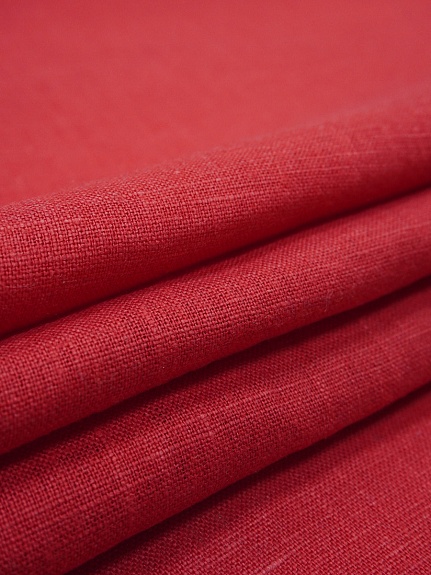 Лен костюмный с эффектом мятости цв.Винтажно-красный, ш.1.45м, лен-100%, 190гр/м.кв