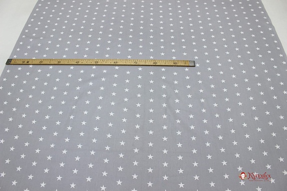 Бязь "Звездочки на пепельно-сером", СОРТ2, ш.1.5м, хлопок-100%,110гр/м.кв