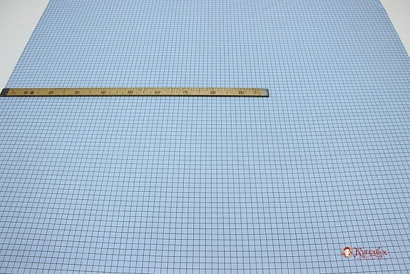 Сатин "Темно-серая клетка на светло-голубой дымке", СОРТ2, ш.1.61м, хлопок-100%, 110гр/м.кв