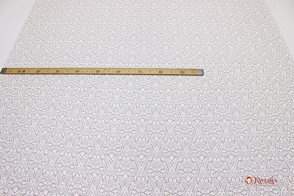 Полулен "Белый орнамент на серо-бежевом", ш.1.5 м, лен-30%, хл-70%, 140гр/м.кв