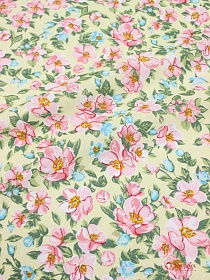 Бязь "Вишневый сад на светло-желтом", ш.1.5м, хлопок-100%, 120гр/м.кв