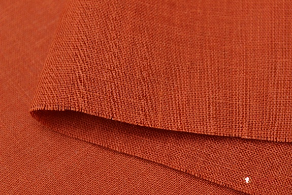 Лен сорочечный с эффектом мятости цв.Оранжевый терракот, СОРТ2, ш.1.45м, лен-100%