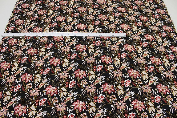 Штапель "Зачарованный сад" цв.черный, ш.1.45м, вискоза-100%, 100гр/м.кв