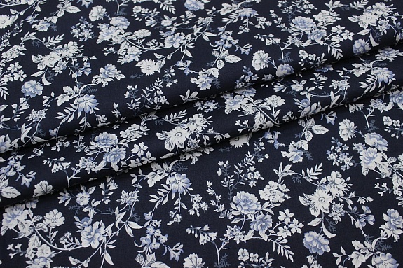 Импорт. хлопок "Летняя мелодия" цв.чернильно-синий, ш.1.45, хлопок-100%, 100гр/м.кв