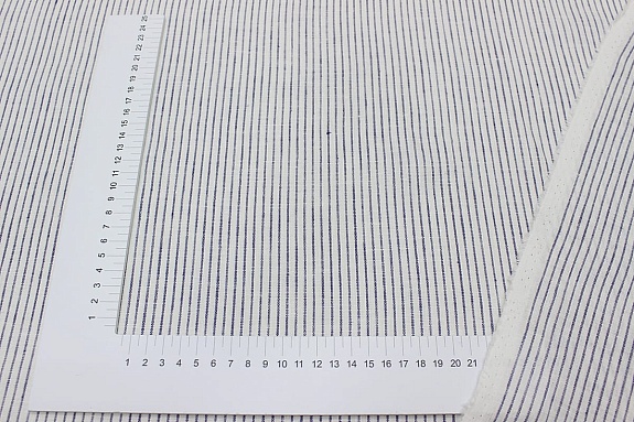 Лен сорочечный "Узкая фиолетовая полоска на белом", ш.1.5м, лен-100%, 130гр/м.кв