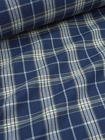 Фуле "Клетка" цв.т.джинсово-синий/серый, ш.1.45м, хлопок-85%, п/э-15%, 195гр/м.кв