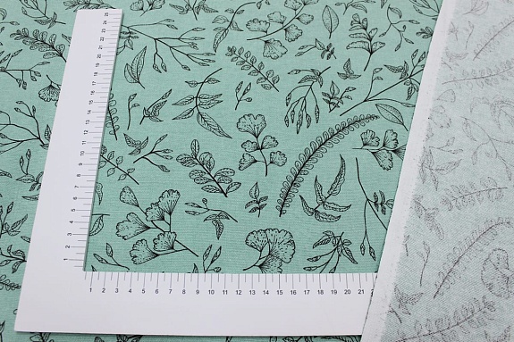 Рогожка "Душистые травы" цв.мятно-зеленая дымка, ВИД2, ш.1.46м, хлопок-100%, 160гр/м.кв