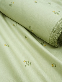 Сатин "Нежный цветочек" цв.св.серо-оливковый, ш.2.35м, хлопок-100%, 120гр/м.кв#052763