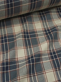 Фуле "Клетка" цв.серый/бежевый/чернильно-синий, ш.1.4м, хлопок-100%, 150гр/м.кв