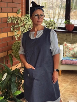 Женский японский фартук из 100% льна