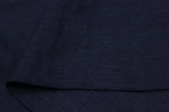 Лен с вискозой с эффектом мятости цв.Темный чернильно-синий, СОРТ2, ш.1.45м, лен-53%, вискоза-47%